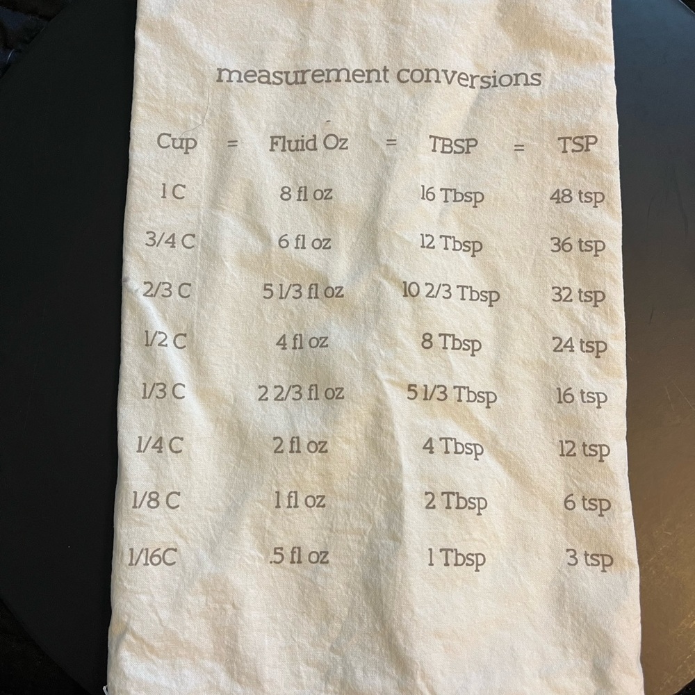 Measurement conversion tea towel